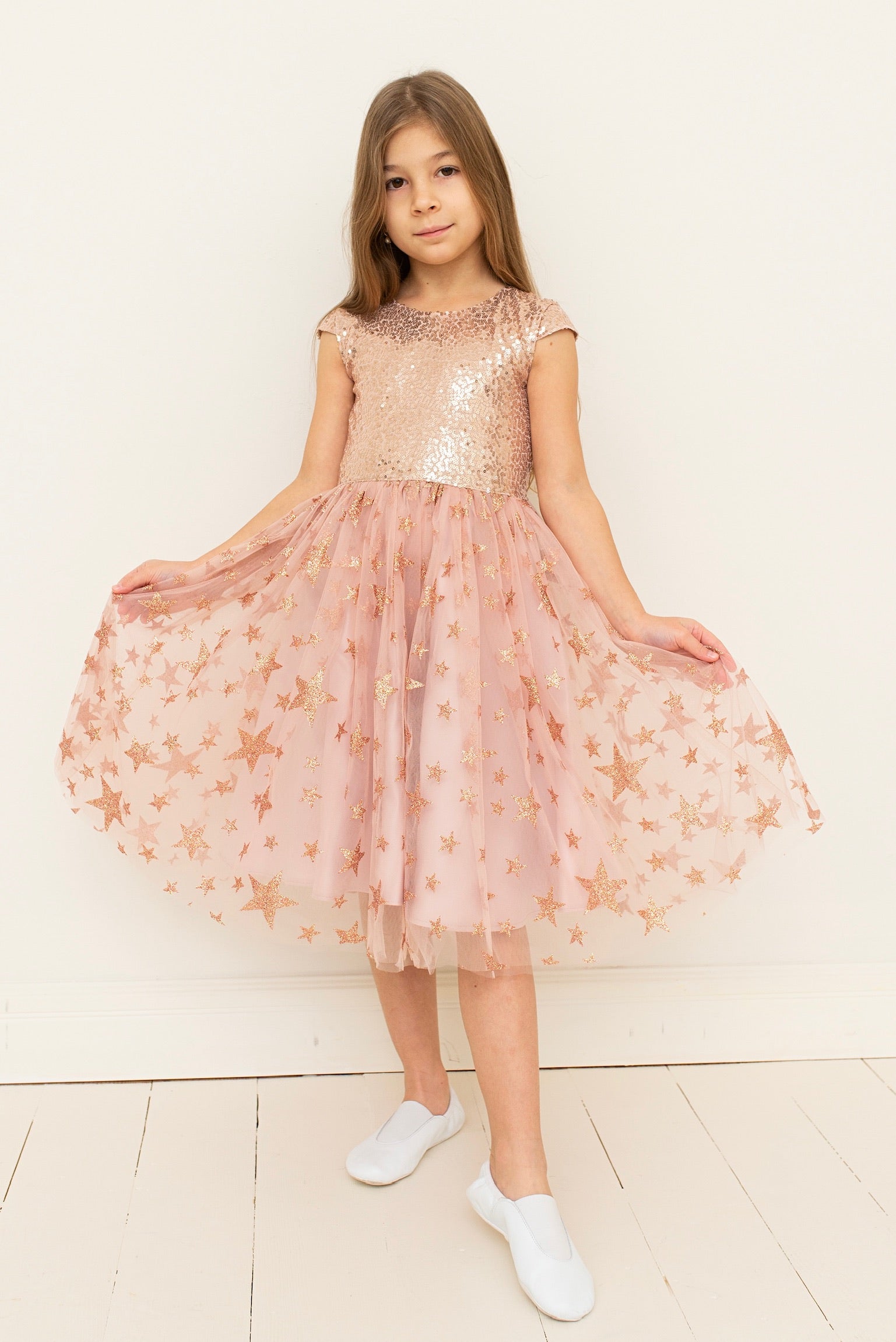 Princess Sequin Tulle Flower Girl Dress