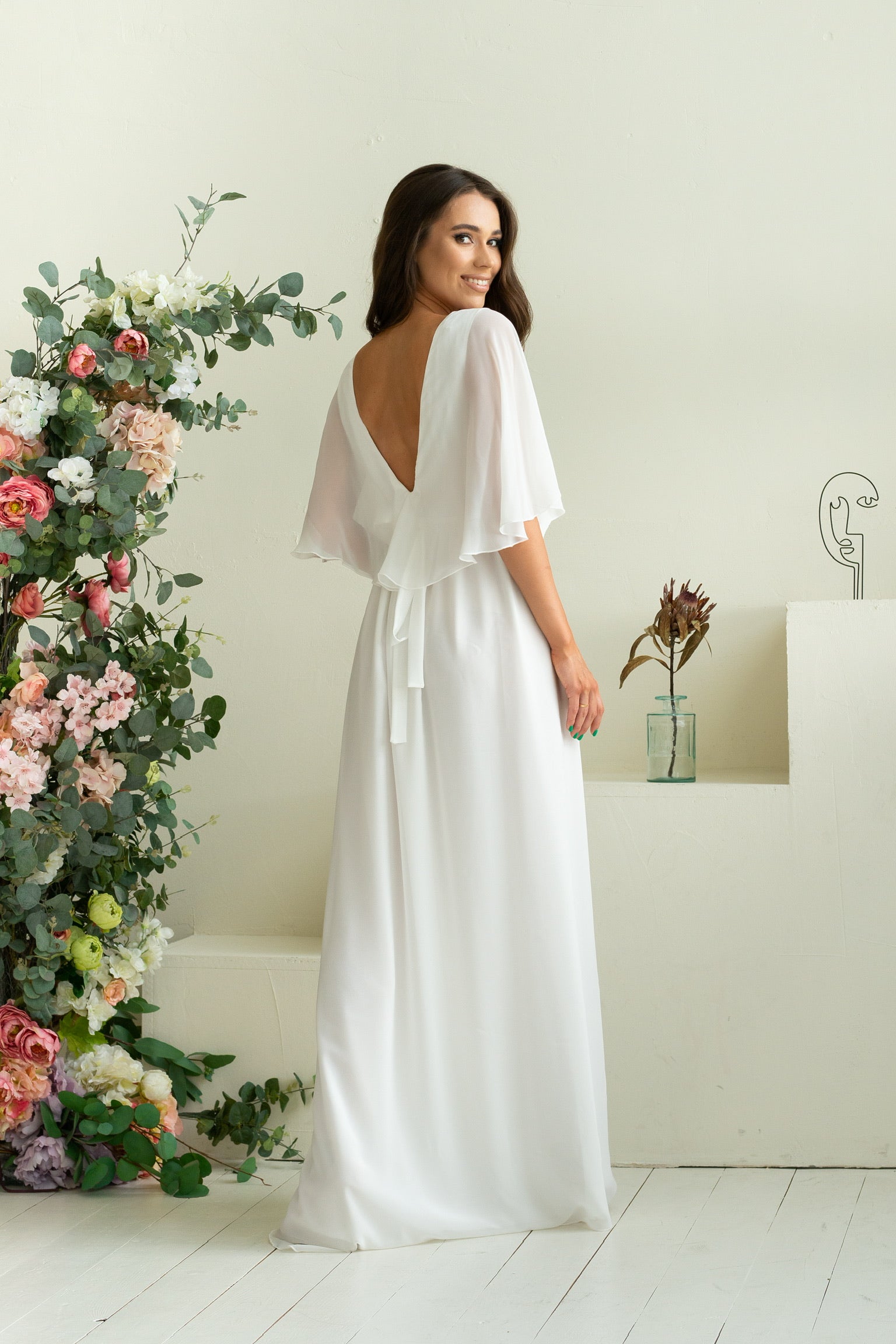 Chiffon Toga Wedding Dress