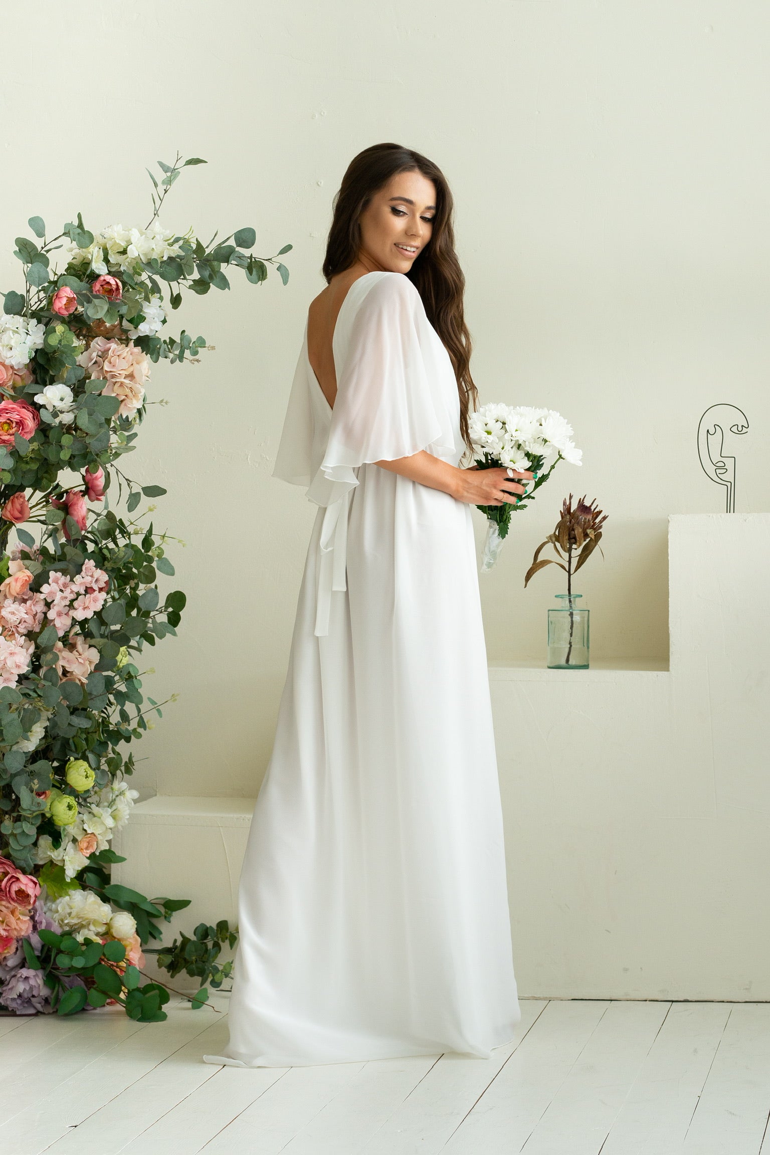 Chiffon Toga Wedding Dress