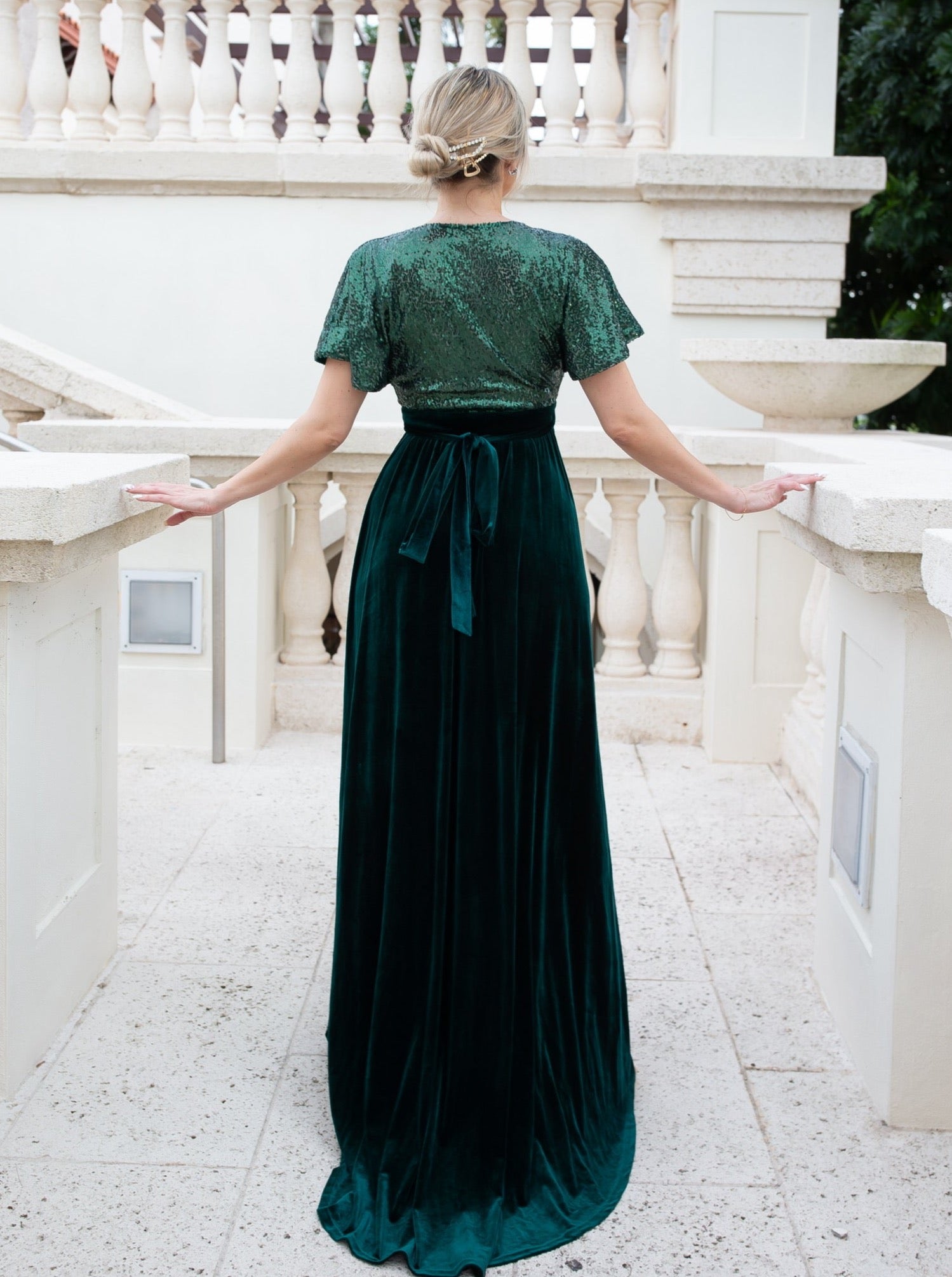 Bridesmaid Wrap Sequin Ball Gown