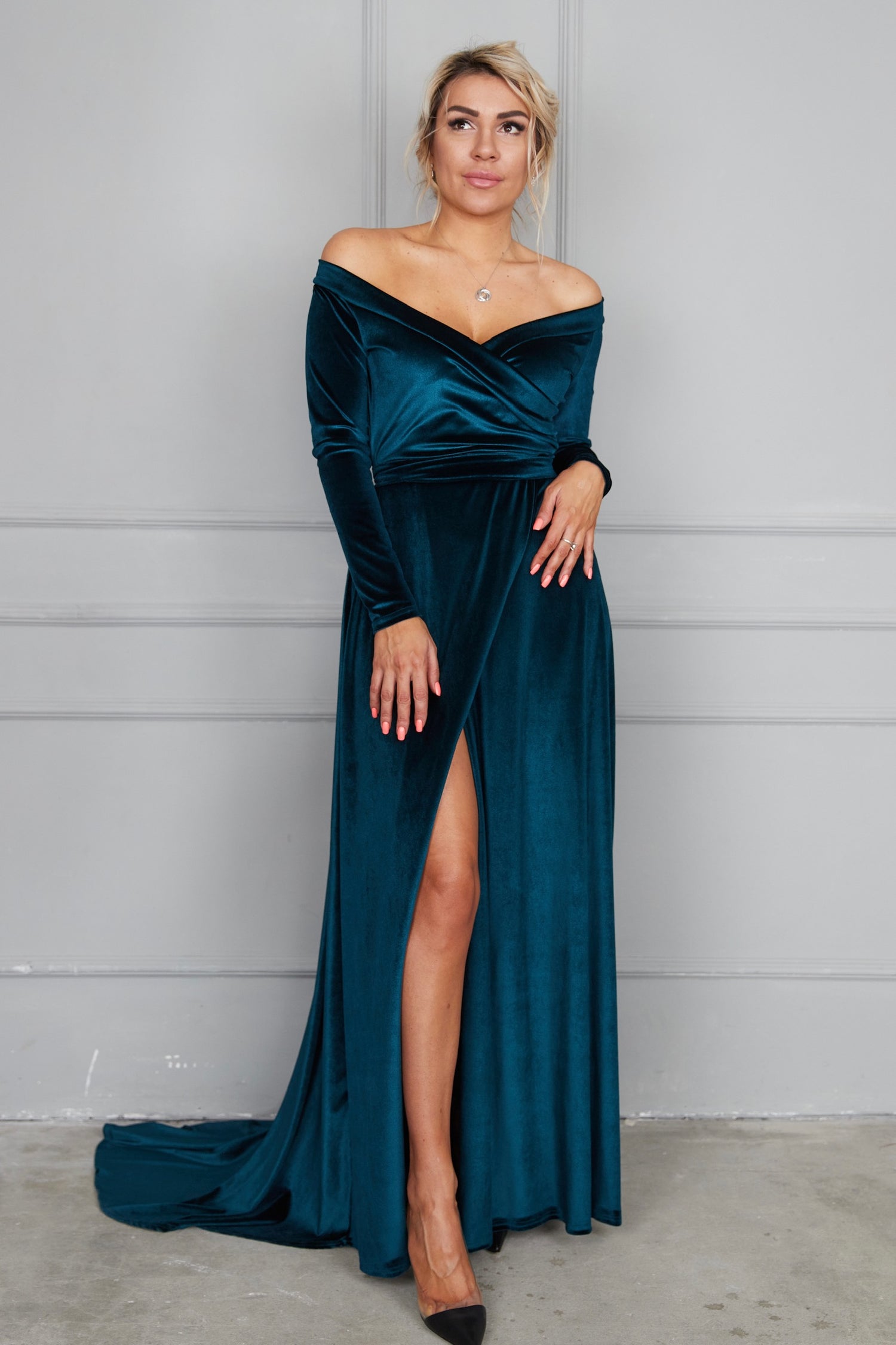 Bridesmaid off the Shoulder Ball Gown