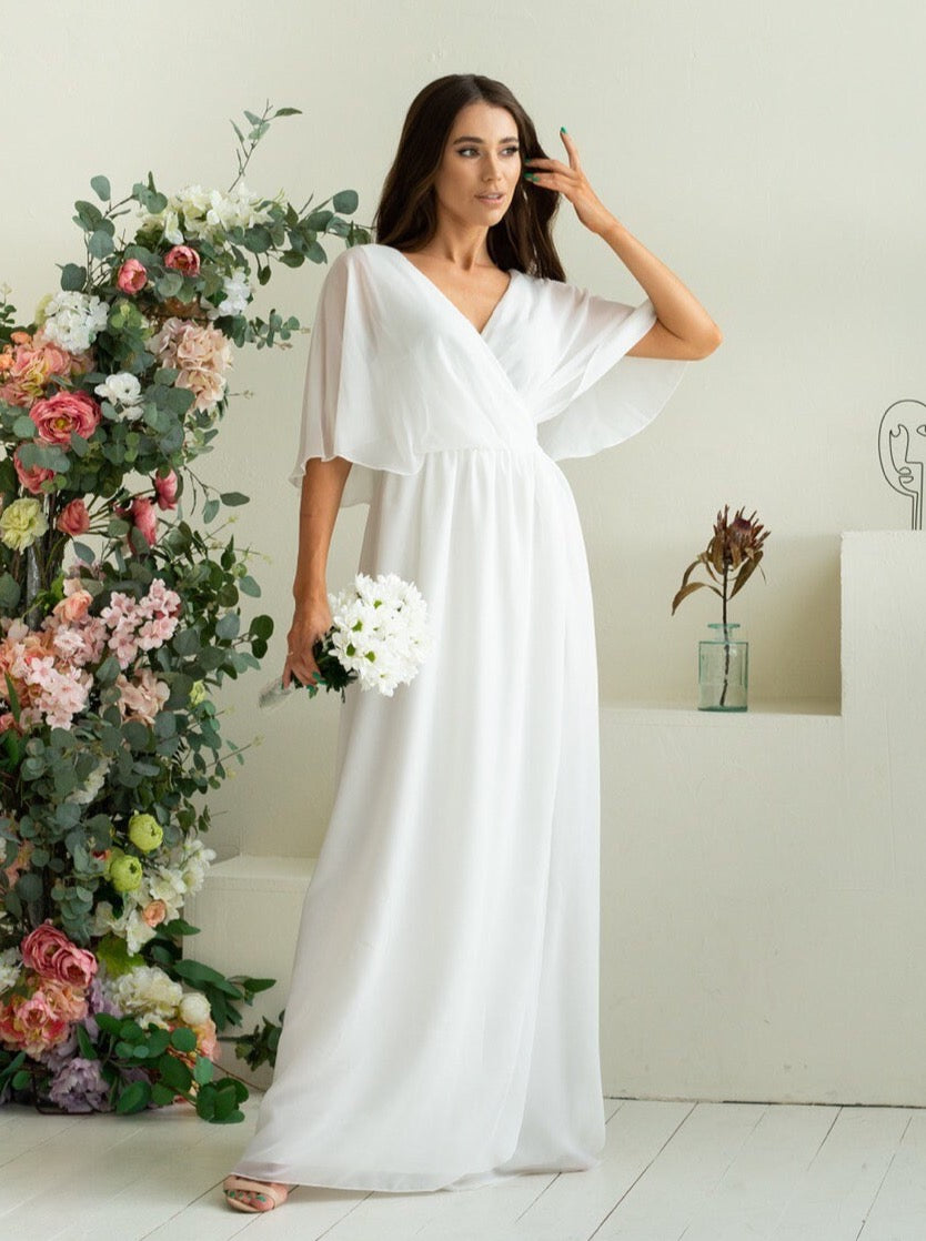 Chiffon Toga Wedding Dress