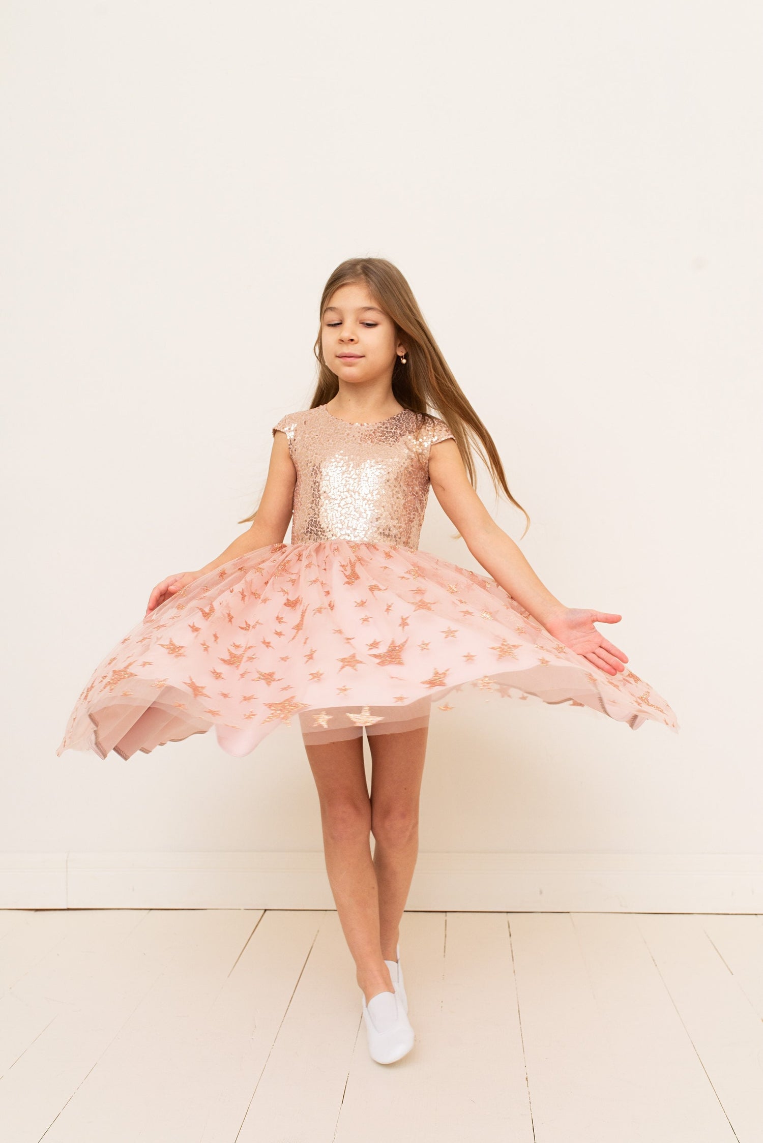 Princess Sequin Tulle Flower Girl Dress